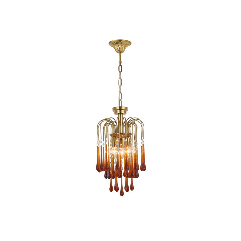 Elegant Crystal Glass Gasolier Chandelier in Brass Finish for Dining Room Lighting