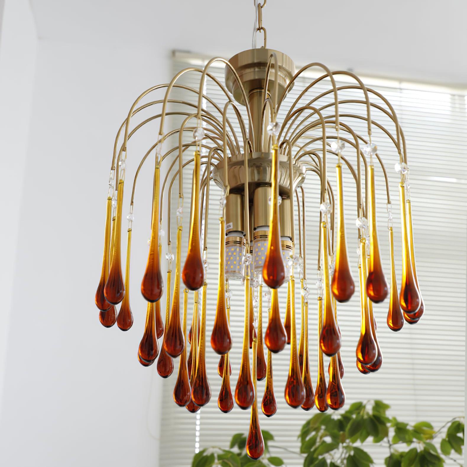 Elegant Crystal Glass Gasolier Chandelier in Brass Finish for Dining Room Lighting