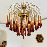 Elegant Crystal Glass Gasolier Chandelier in Brass Finish for Dining Room Lighting