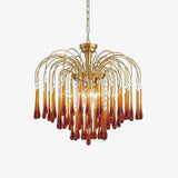 Elegant Crystal Glass Gasolier Chandelier in Brass Finish for Dining Room Lighting