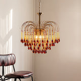 Elegant Crystal Glass Gasolier Chandelier in Brass Finish for Dining Room Lighting