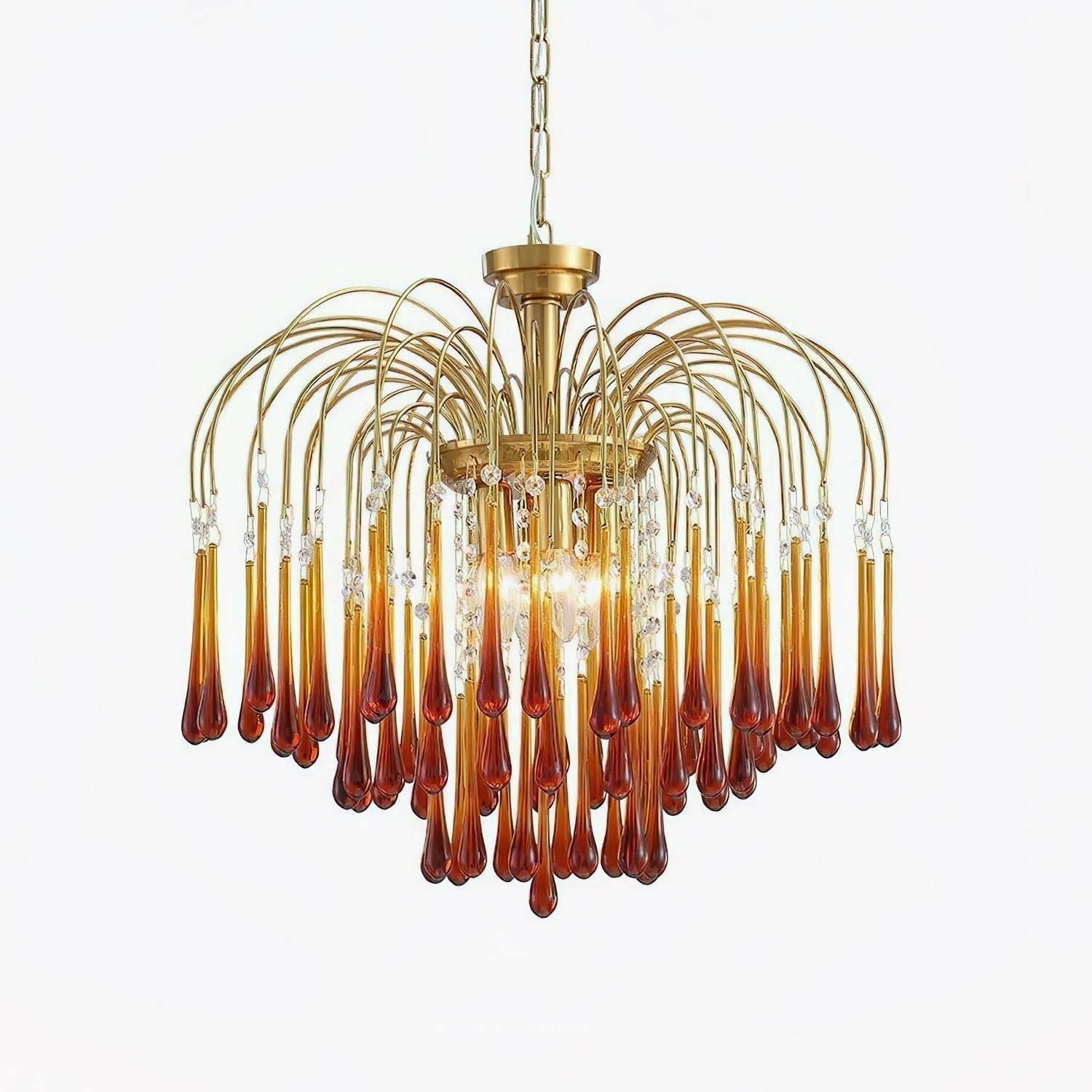 Elegant Crystal Glass Gasolier Chandelier in Brass Finish for Dining Room Lighting