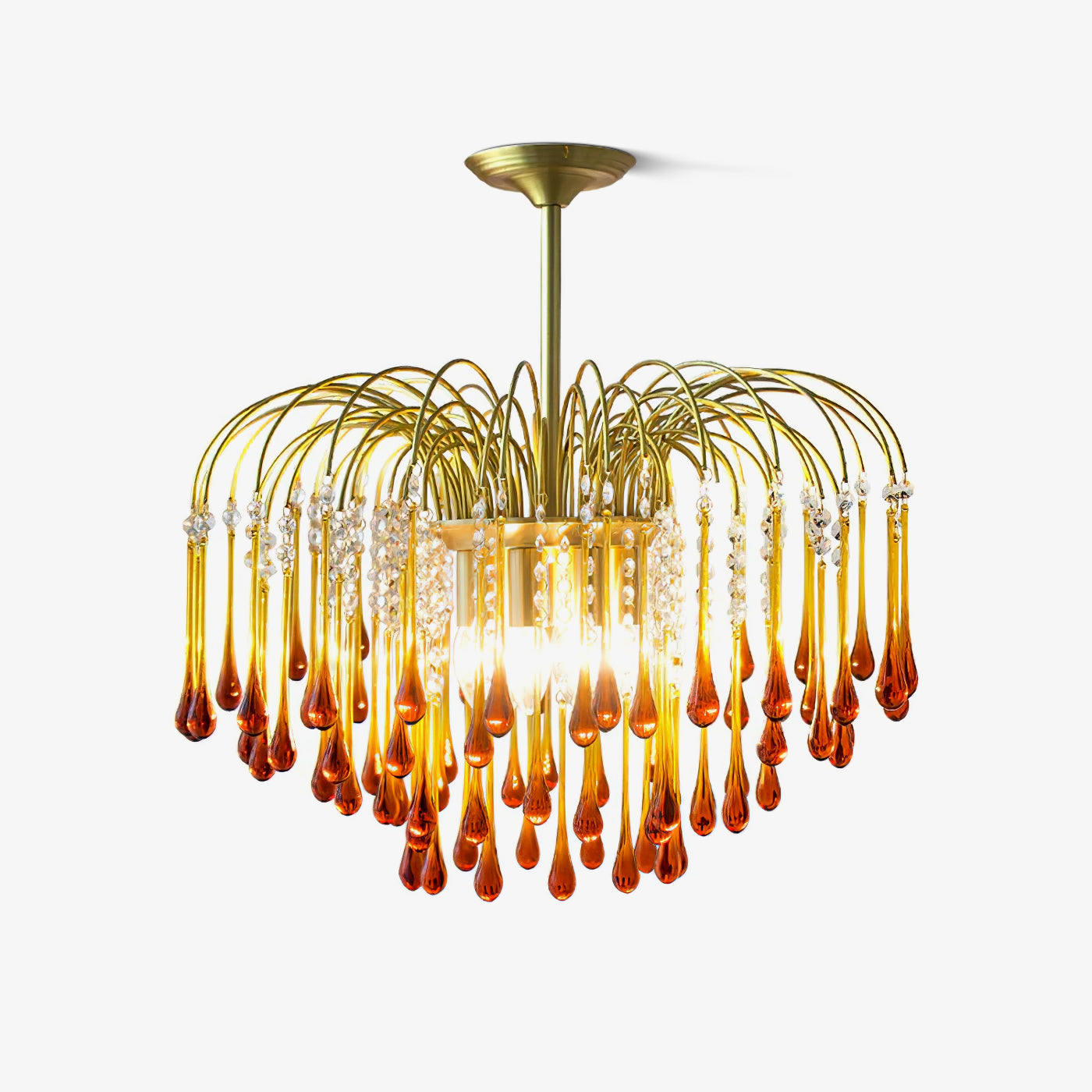 Elegant Crystal Glass Gasolier Chandelier in Brass Finish for Dining Room Lighting
