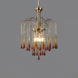 Elegant Crystal Glass Gasolier Chandelier in Brass Finish for Dining Room Lighting