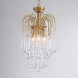 Elegant Crystal Glass Gasolier Chandelier in Brass Finish for Dining Room Lighting