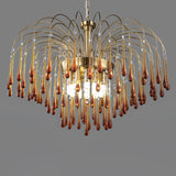 Elegant Crystal Glass Gasolier Chandelier in Brass Finish for Dining Room Lighting