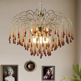 Elegant Crystal Glass Gasolier Chandelier in Brass Finish for Dining Room Lighting