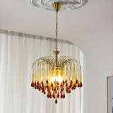 Elegant Crystal Glass Gasolier Chandelier in Brass Finish for Dining Room Lighting