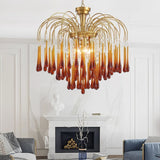 Elegant Crystal Glass Gasolier Chandelier in Brass Finish for Dining Room Lighting