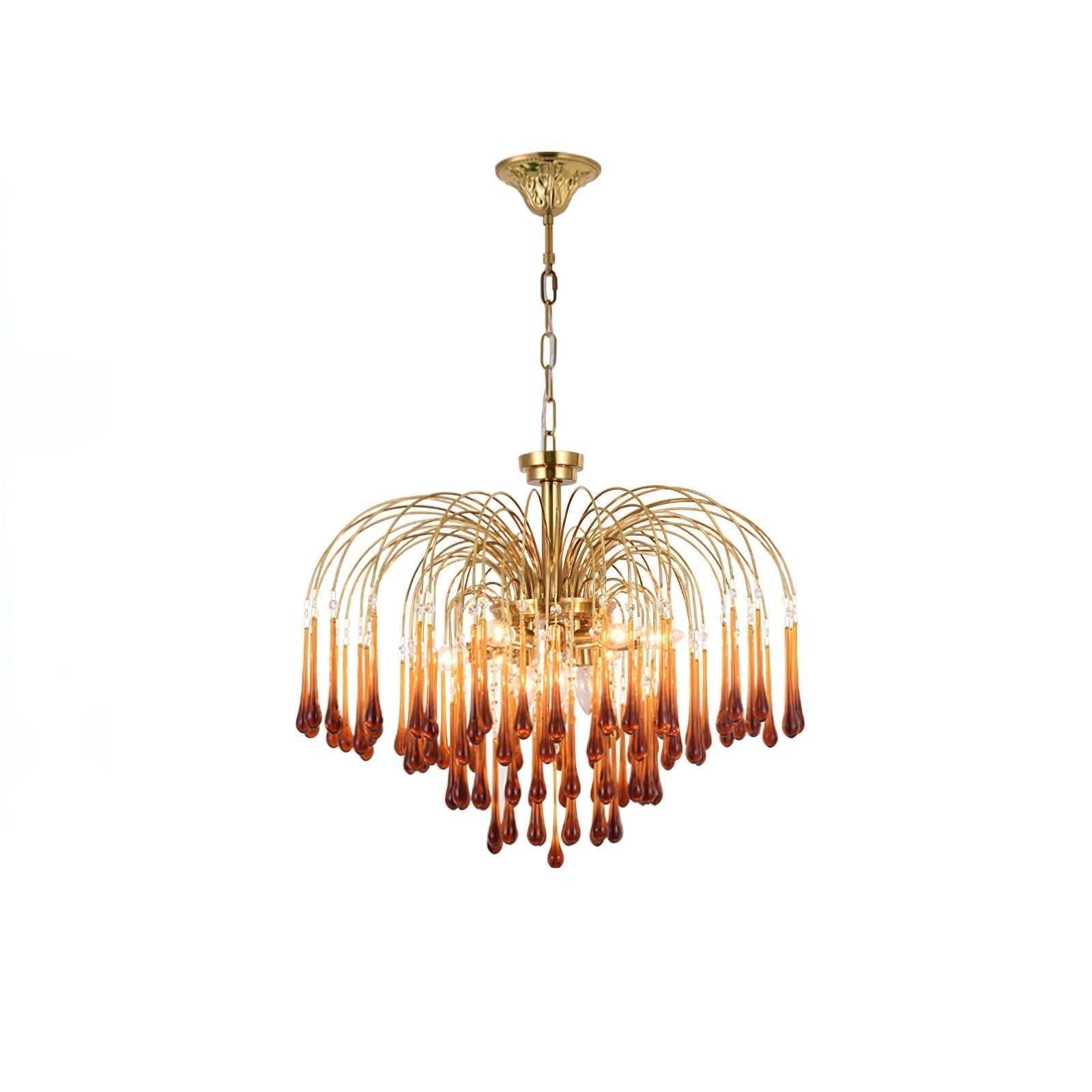 Elegant Crystal Glass Gasolier Chandelier in Brass Finish for Dining Room Lighting