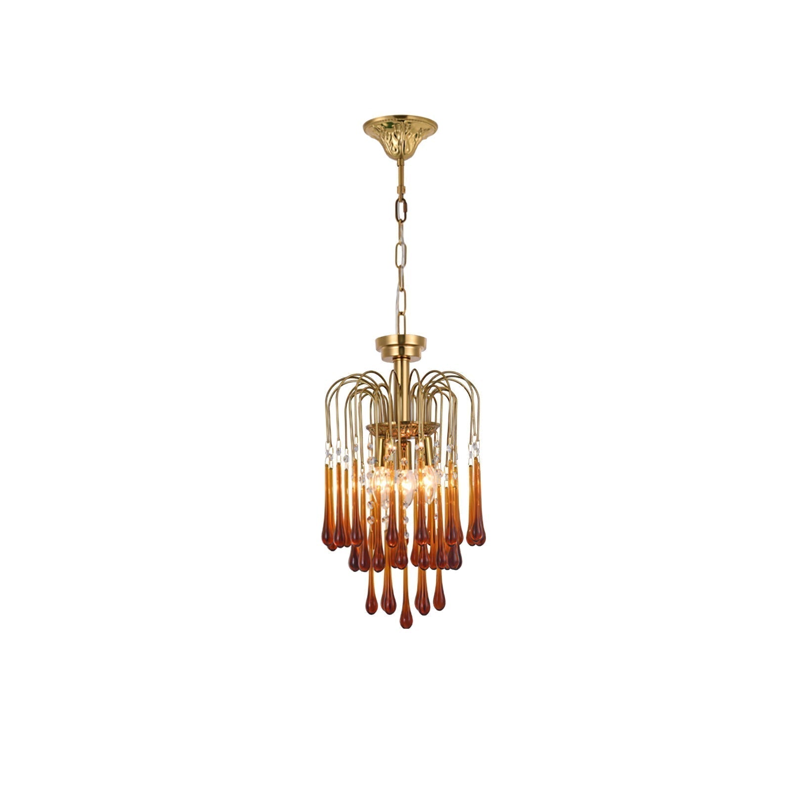 Elegant Crystal Glass Gasolier Chandelier in Brass Finish for Dining Room Lighting