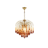 Elegant Crystal Glass Gasolier Chandelier in Brass Finish for Dining Room Lighting