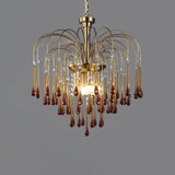 Elegant Crystal Glass Gasolier Chandelier in Brass Finish for Dining Room Lighting