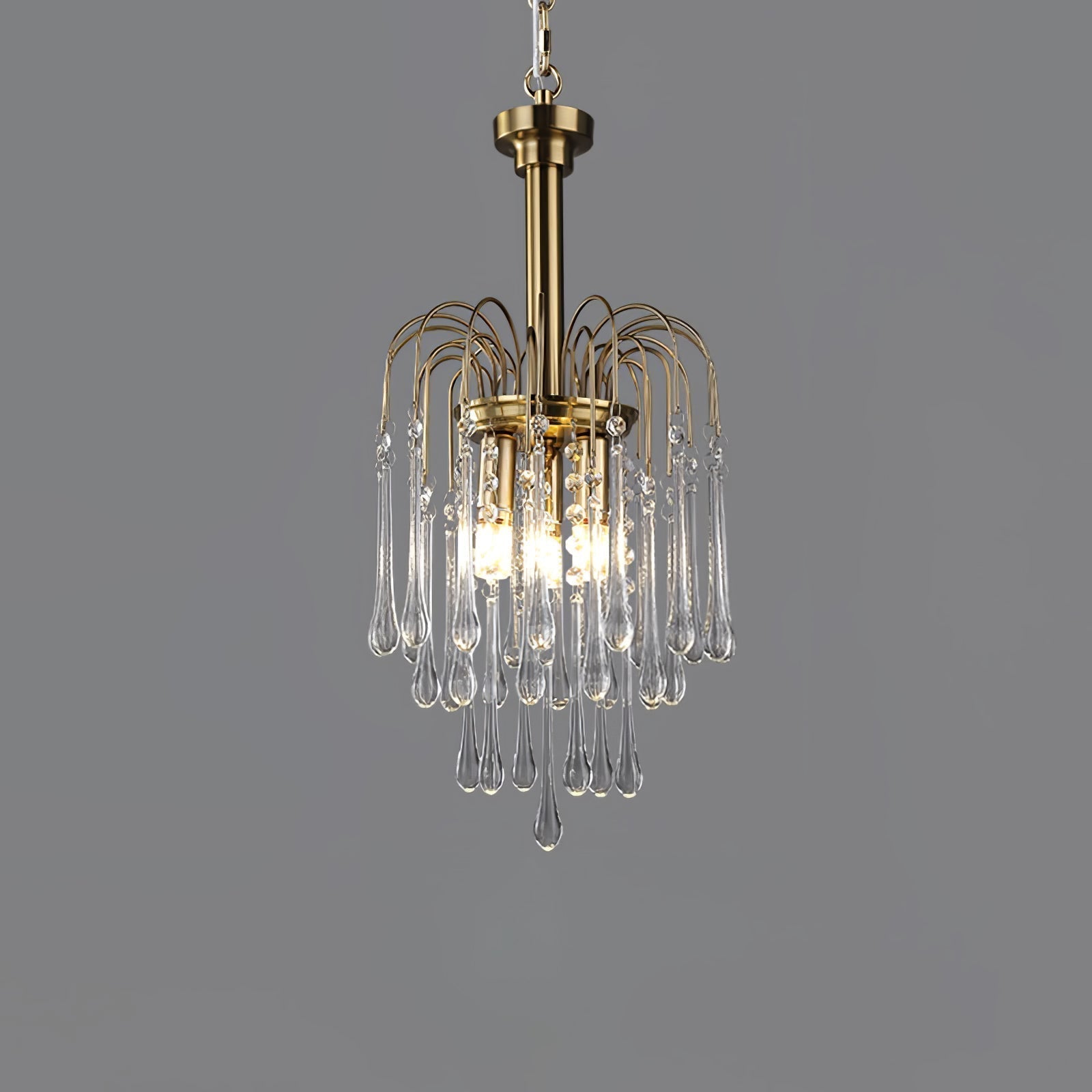 Elegant Crystal Glass Gasolier Chandelier in Brass Finish for Dining Room Lighting