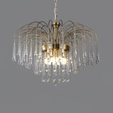 Elegant Crystal Glass Gasolier Chandelier in Brass Finish for Dining Room Lighting