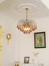 Elegant Crystal Glass Gasolier Chandelier in Brass Finish for Dining Room Lighting