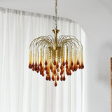Elegant Crystal Glass Gasolier Chandelier in Brass Finish for Dining Room Lighting