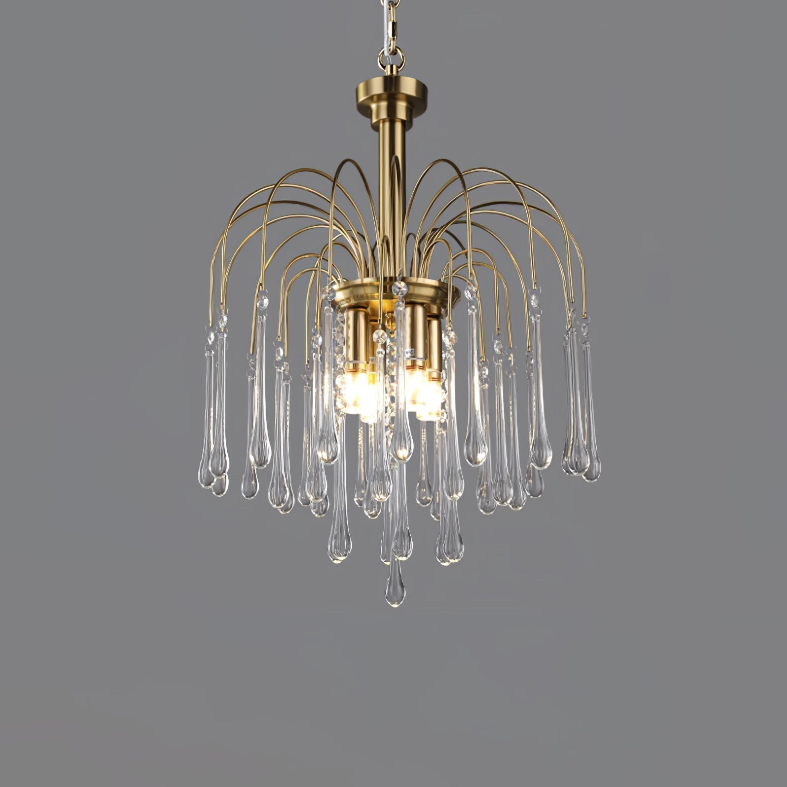 Elegant Crystal Glass Gasolier Chandelier in Brass Finish for Dining Room Lighting