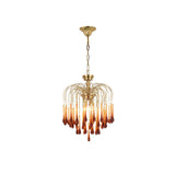 Elegant Crystal Glass Gasolier Chandelier in Brass Finish for Dining Room Lighting