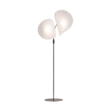 Manta Contemporary Free Standing Floor Lamp with Dual Fabric Shades and Swivel Joints