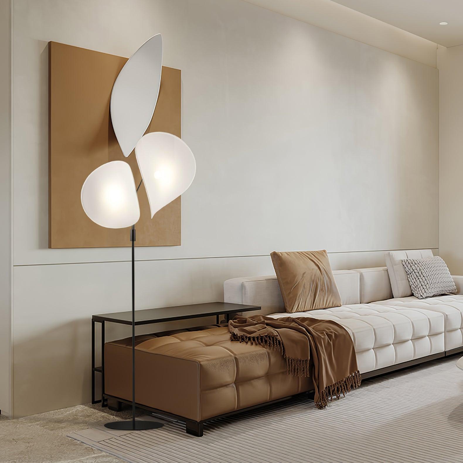 Manta Contemporary Free Standing Floor Lamp with Dual Fabric Shades and Swivel Joints