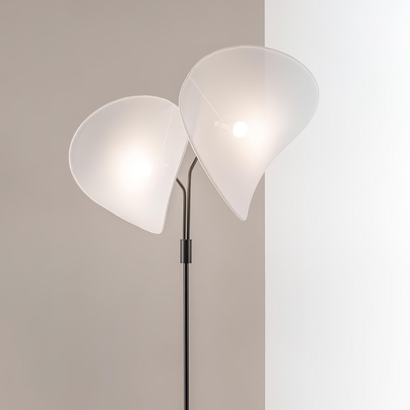 Manta Contemporary Free Standing Floor Lamp with Dual Fabric Shades and Swivel Joints