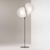 Manta Contemporary Free Standing Floor Lamp with Dual Fabric Shades and Swivel Joints