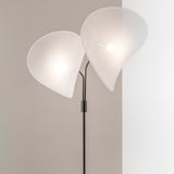 Manta Contemporary Free Standing Floor Lamp with Dual Fabric Shades and Swivel Joints