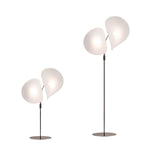 Manta Contemporary Free Standing Floor Lamp with Dual Fabric Shades and Swivel Joints