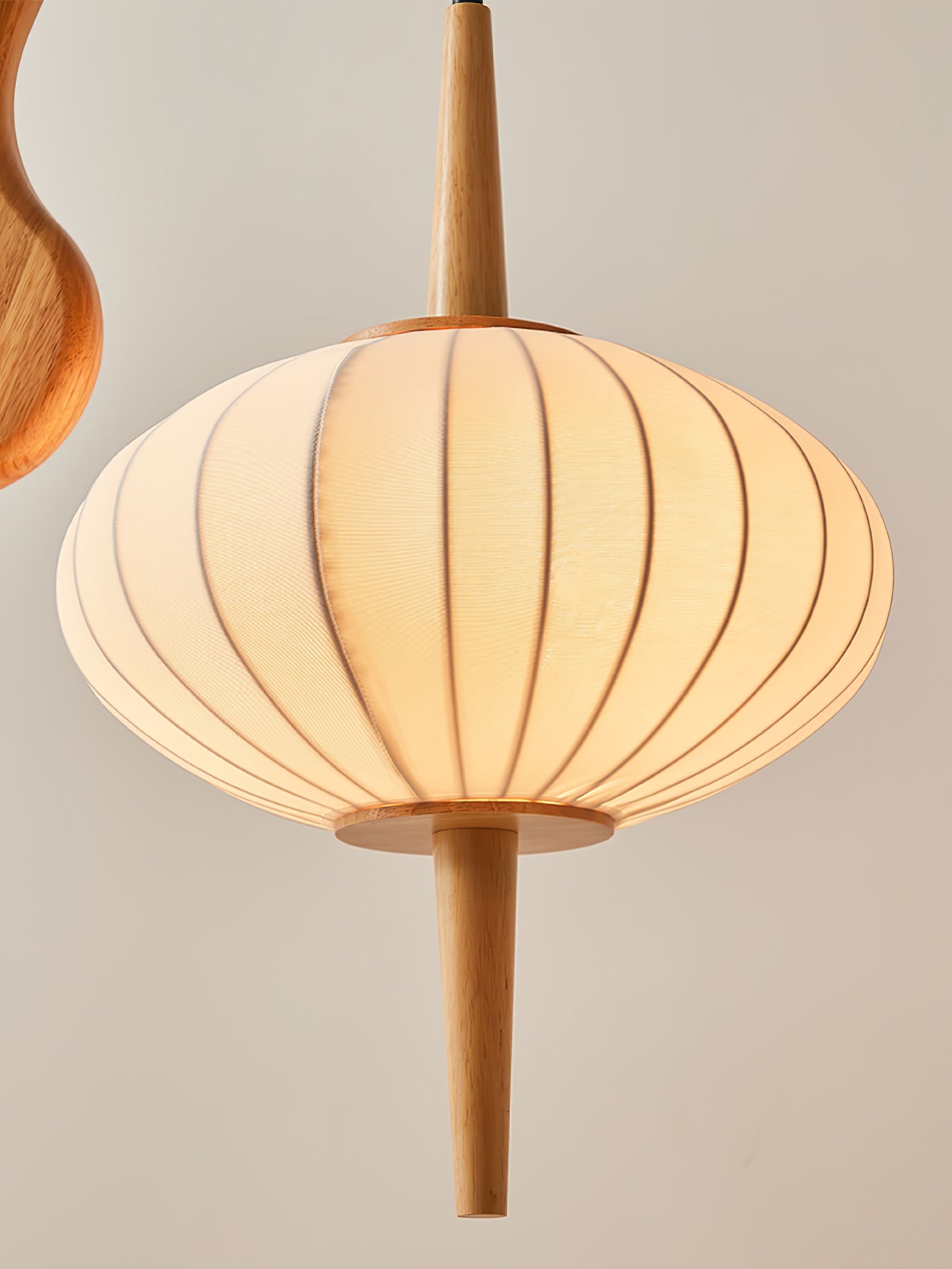 Mantis Wood Sculptural Floor Lamp with Silk Shade for Modern Ambient Living Room Lighting