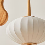 Mantis Wood Sculptural Floor Lamp with Silk Shade for Modern Ambient Living Room Lighting