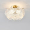 Elegant Gold and White Glass Maple Leaf Cluster Flush Mount Ceiling Light