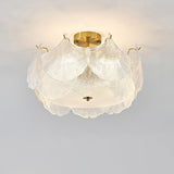 Elegant Gold and White Glass Maple Leaf Cluster Flush Mount Ceiling Light