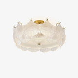 Elegant Gold and White Glass Maple Leaf Cluster Flush Mount Ceiling Light