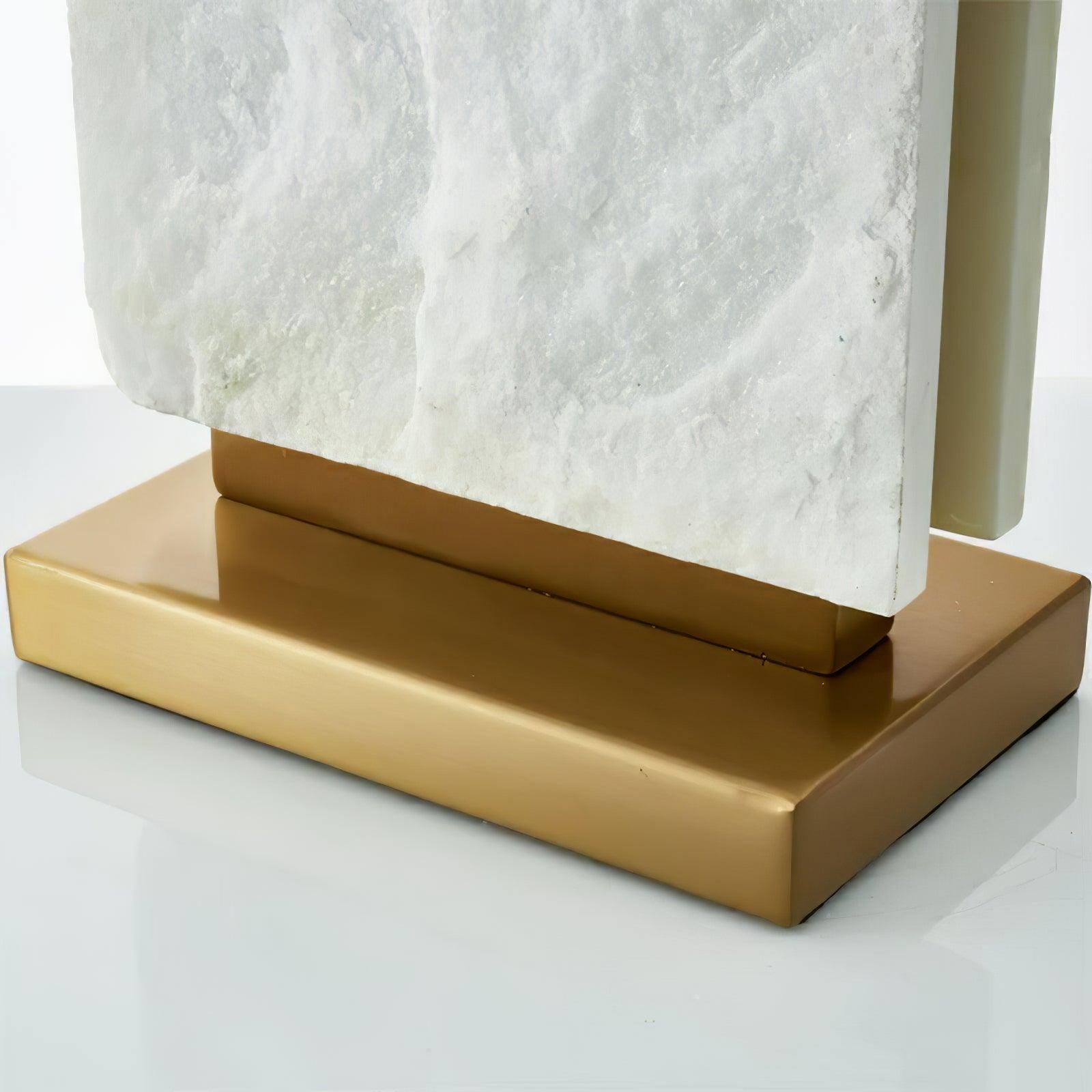 Elegant Marble and Brass Bedside Nightstand Table Lamp with Fabric Shade