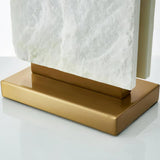 Elegant Marble and Brass Bedside Nightstand Table Lamp with Fabric Shade