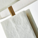 Elegant Marble and Brass Bedside Nightstand Table Lamp with Fabric Shade