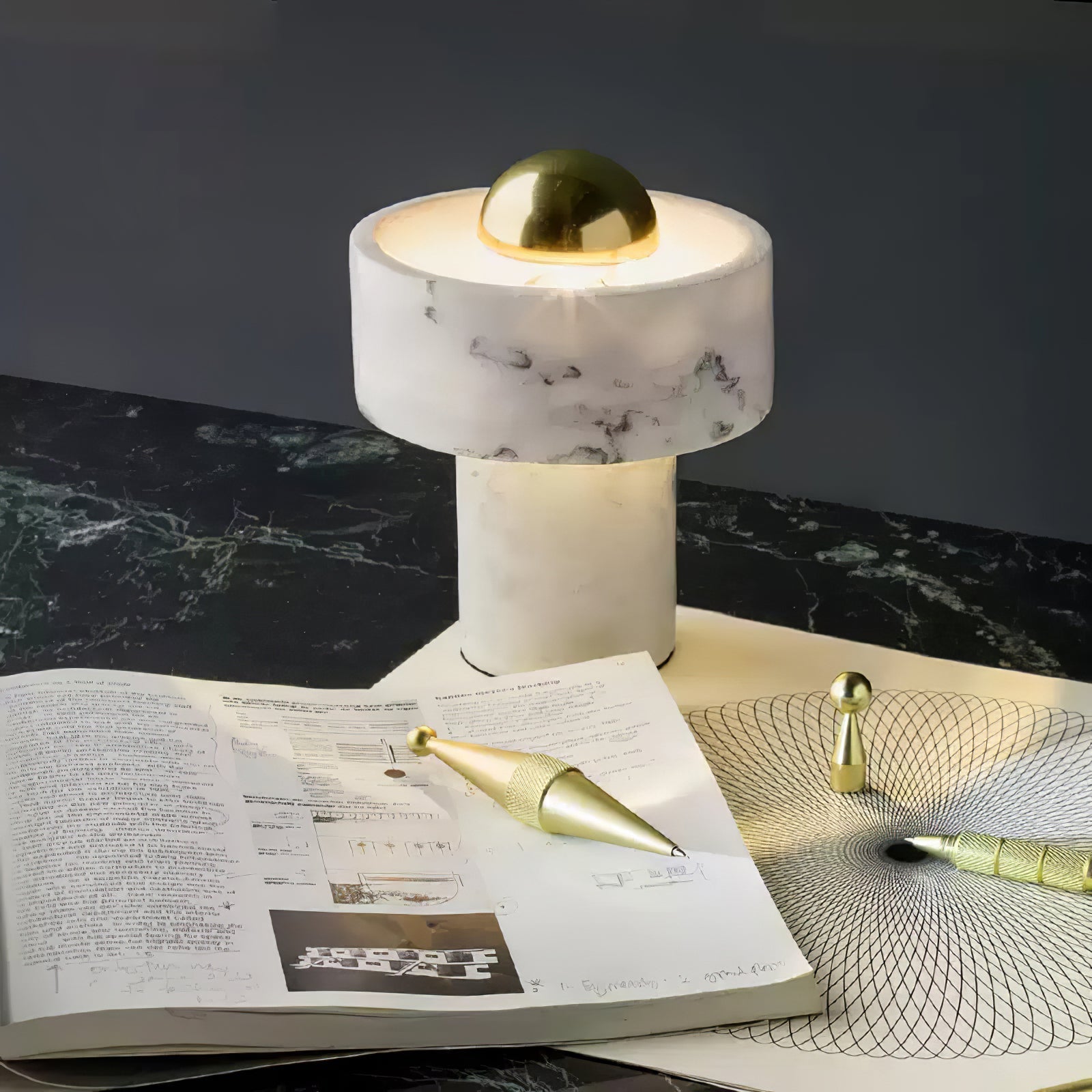 Modern Marble Aura LED Table Lamp for Nightstand and Living Room Ambient Lighting
