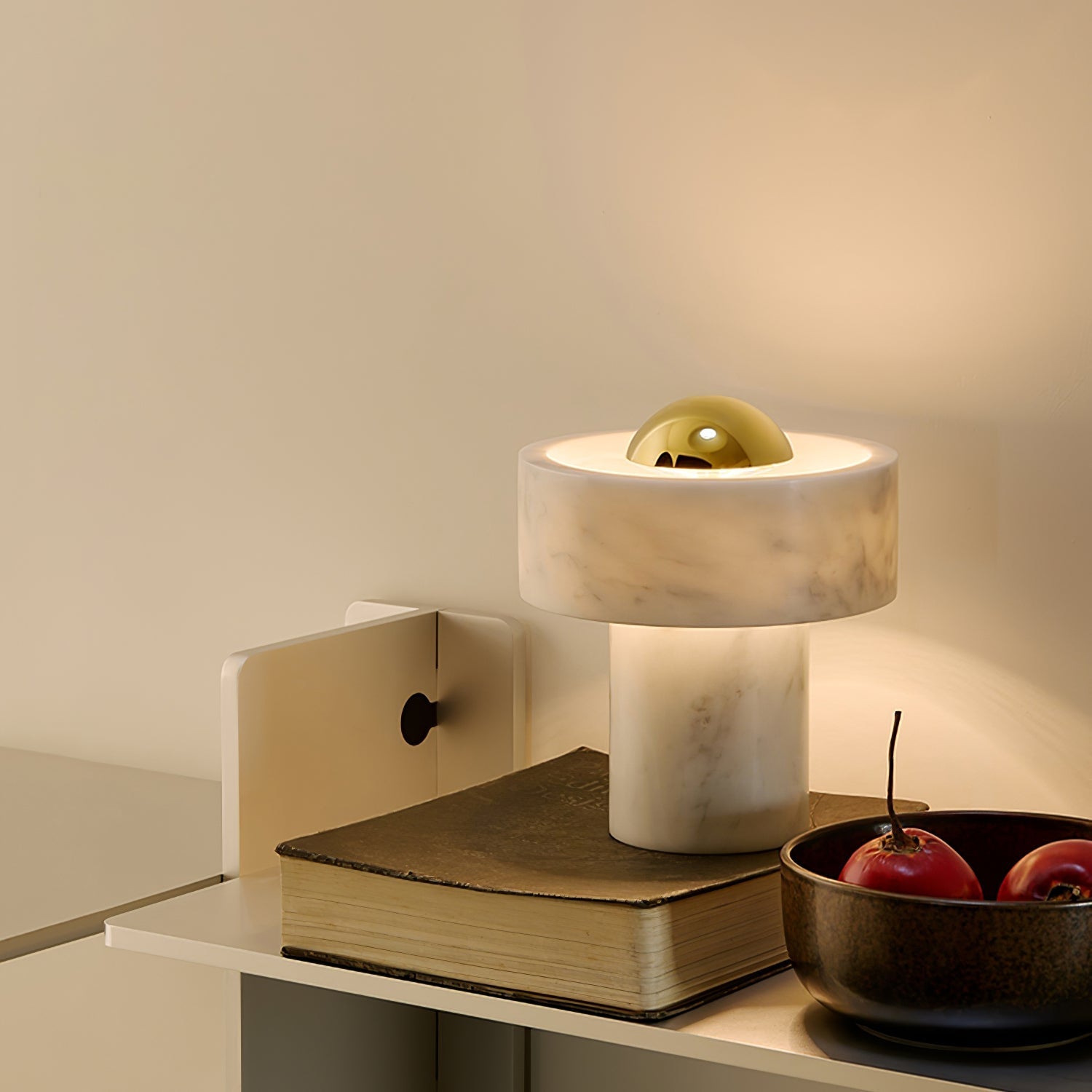 Modern Marble Aura LED Table Lamp for Nightstand and Living Room Ambient Lighting