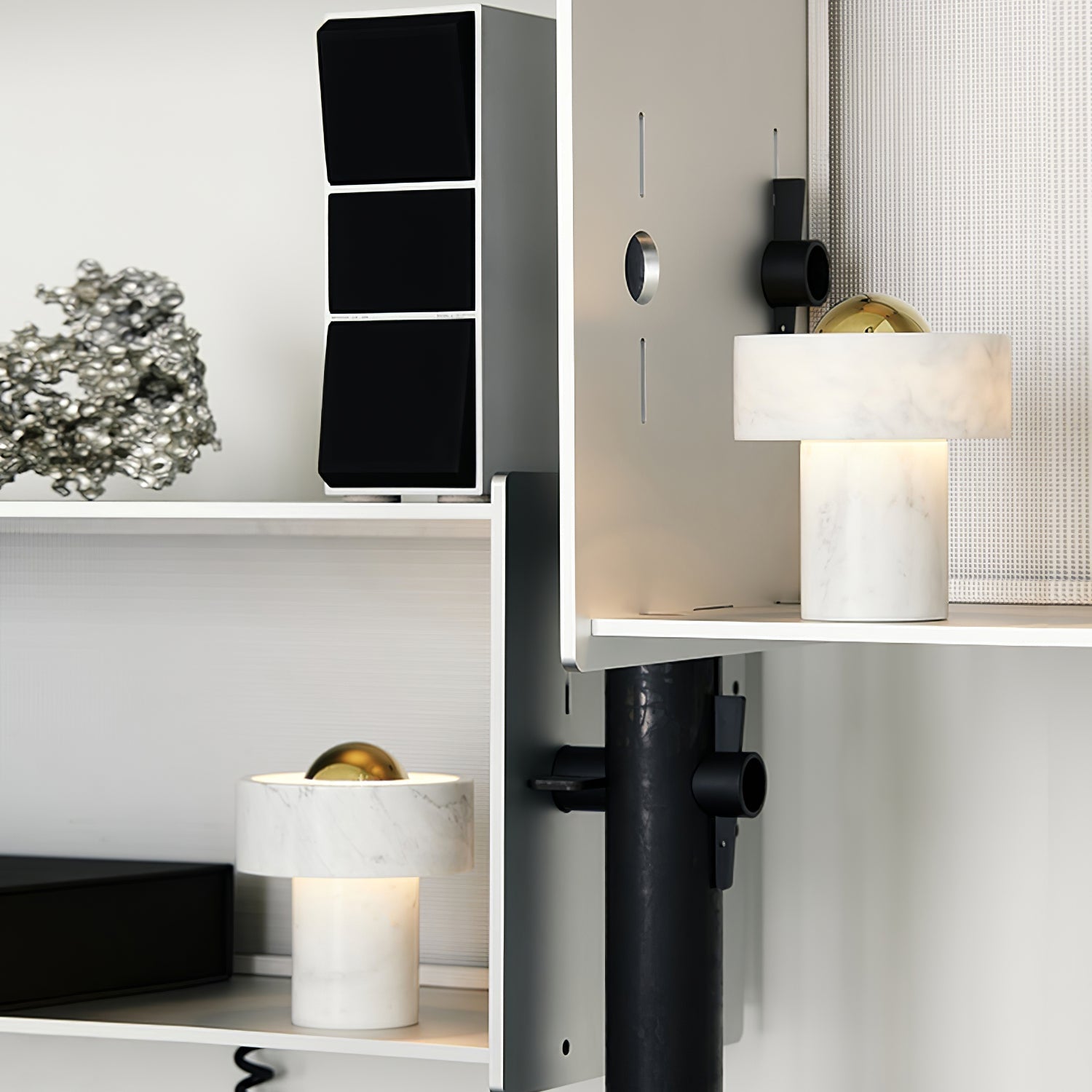Modern Marble Aura LED Table Lamp for Nightstand and Living Room Ambient Lighting