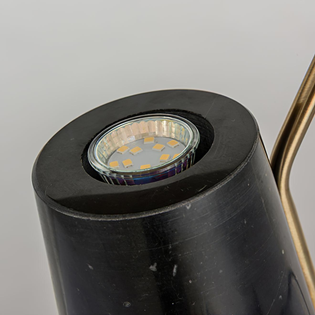 Modern Marble Geometric Base Table Lamp with Gold Shade for Bedside and Reading