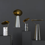 Modern Marble Geometric Base Table Lamp with Gold Shade for Bedside and Reading