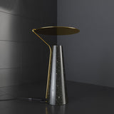 Modern Marble Geometric Base Table Lamp with Gold Shade for Bedside and Reading