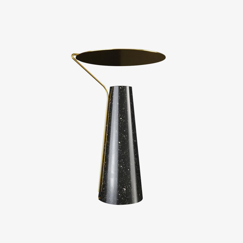Modern Marble Geometric Base Table Lamp with Gold Shade for Bedside and Reading