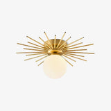 Modern Brass Gold Flush Mount Ceiling Light with Frosted Glass Globe Shade