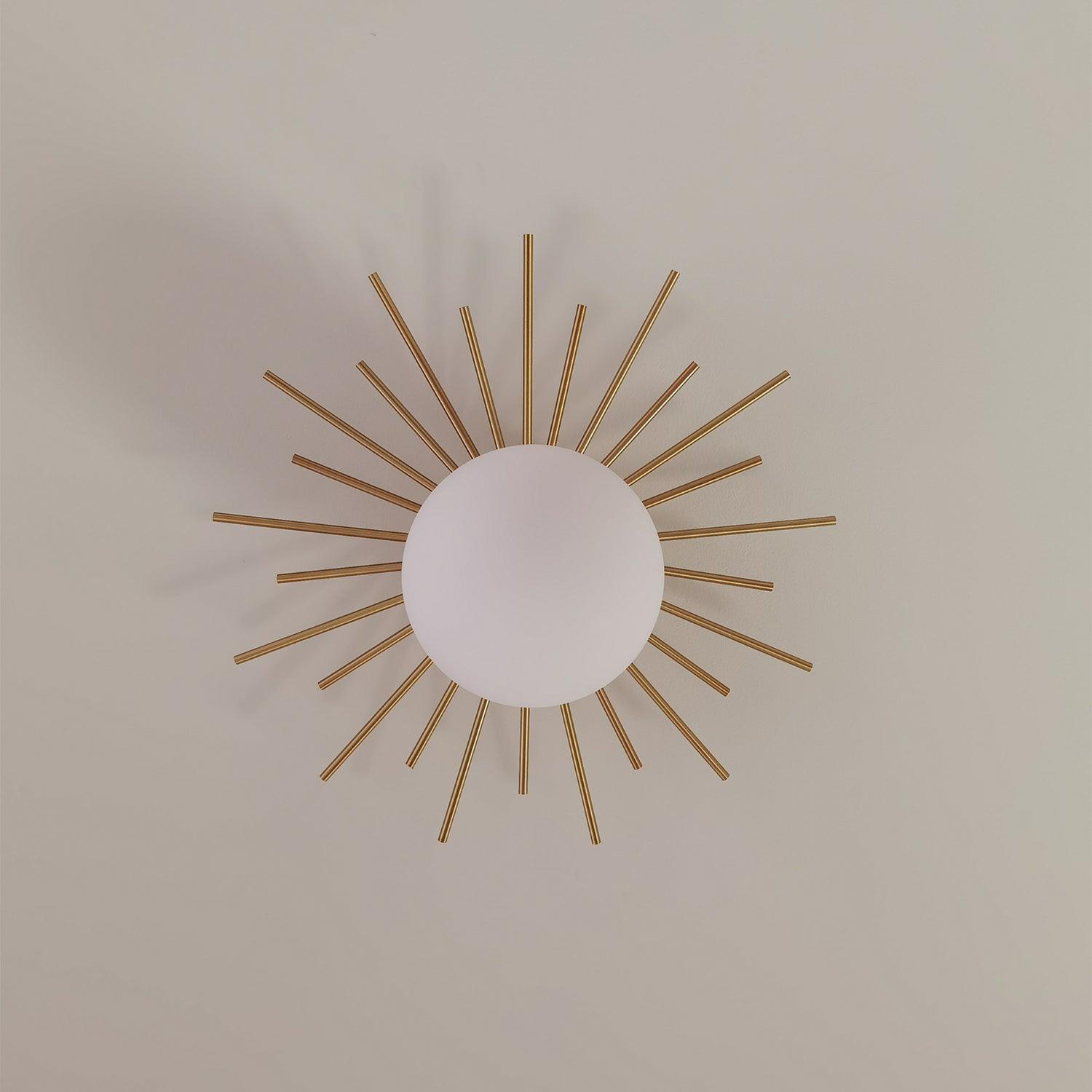 Modern Brass Gold Flush Mount Ceiling Light with Frosted Glass Globe Shade
