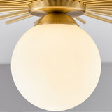 Modern Brass Gold Flush Mount Ceiling Light with Frosted Glass Globe Shade