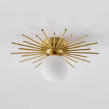 Modern Brass Gold Flush Mount Ceiling Light with Frosted Glass Globe Shade