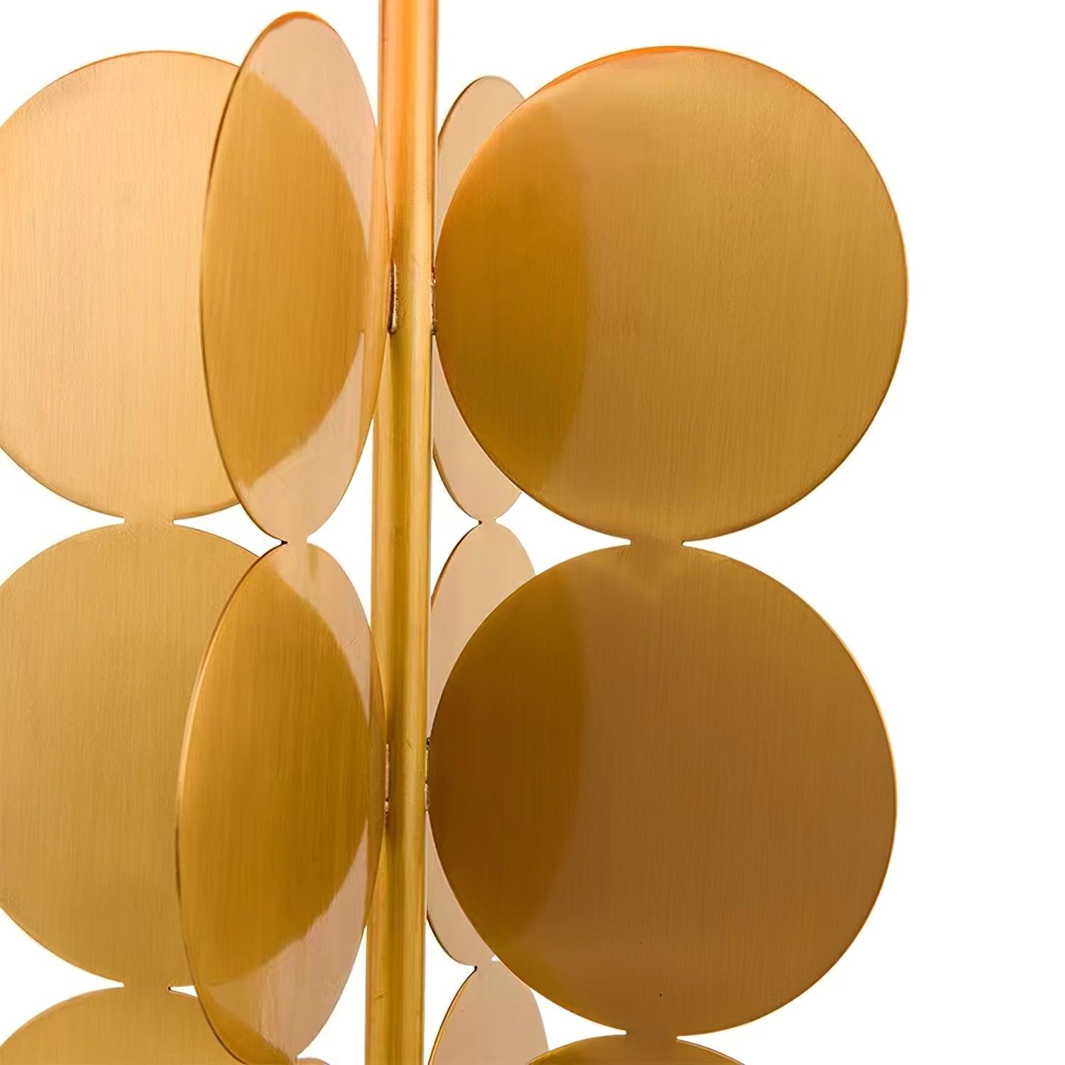 Sculptural Gold Metal Circle Table Lamp with Marble Base and White Fabric Shade for Modern Decor