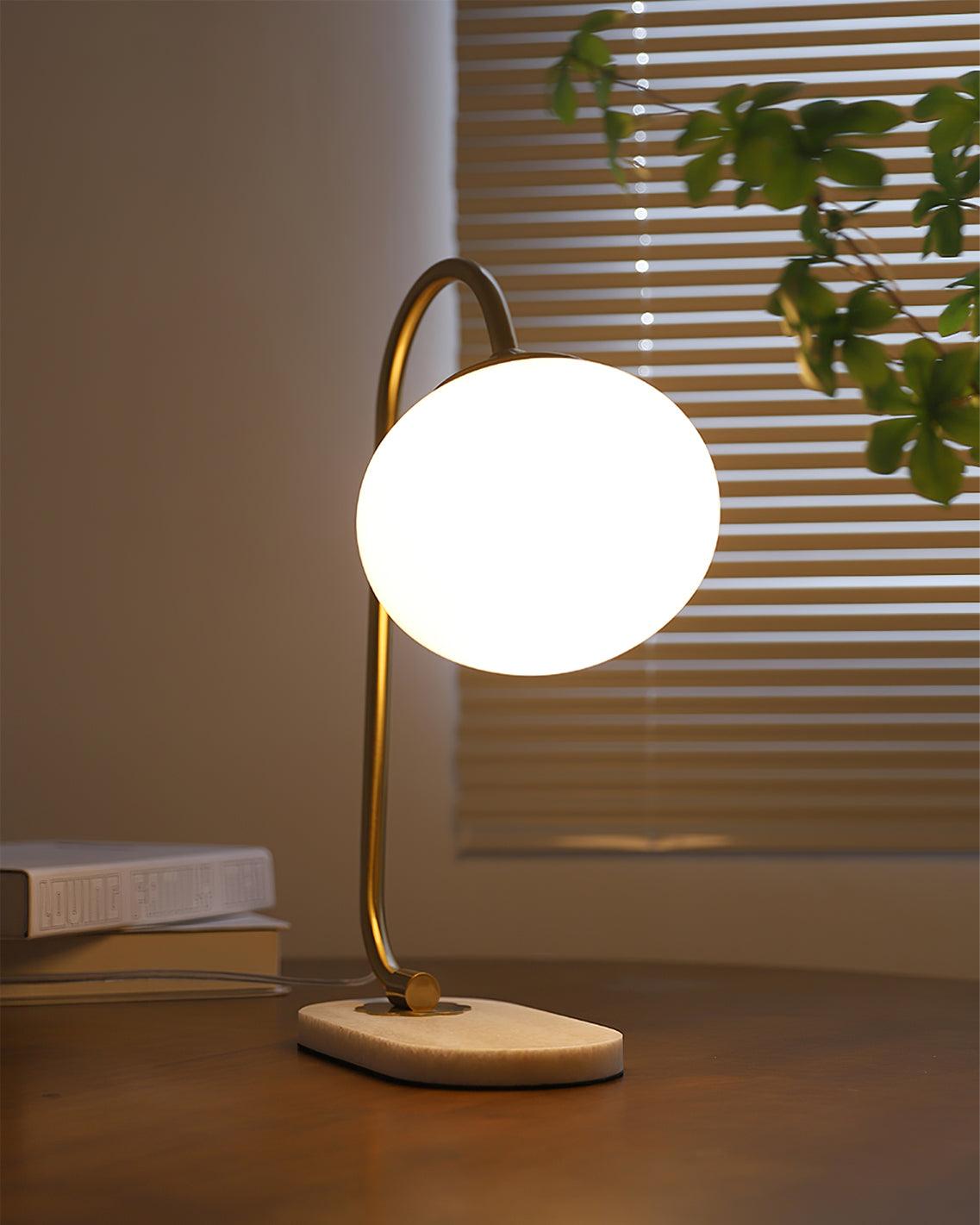 Elegant Geometric Table Lamp with Pink Glass Shade and Marble Base Gold Finish